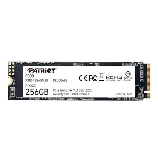 [360104044] HD INTERNO SOLIDO 256GB PATRIOT P300 M.2 2280 PCIe GEN3 X4 NVME 1700MB/S / 1100MB/S P300P256GM28 P300 NEGRO