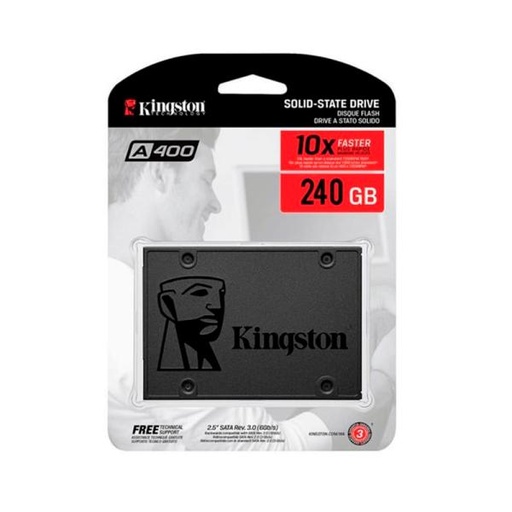 [900026] HD INTERNO SOLIDO 240GB KINGSTON A400 2.5 PULG SATA III 500MB/S / 350MB/S SA400S37/240G GRIS