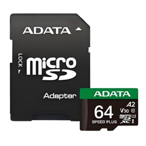 [AM6003] MEMORIA MICRO SDXC 64GB SPEED PLUS ADATA 180/160 MB/S CON ADAPTADOR UD64GUI3V30A2SP-RA1