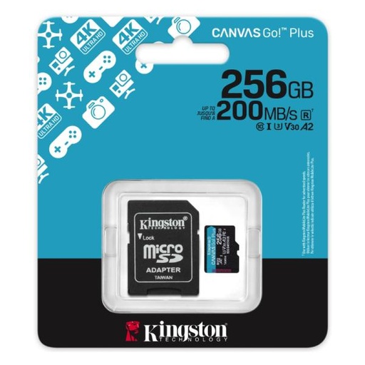 [AM6029] MEMORIA MICRO SDXC 256GB KINGSTON CLASE 10 200MB/S 160MB/S PARA DRONES Y CAMARAS DEPORTIVAS SDCG4/256GB
