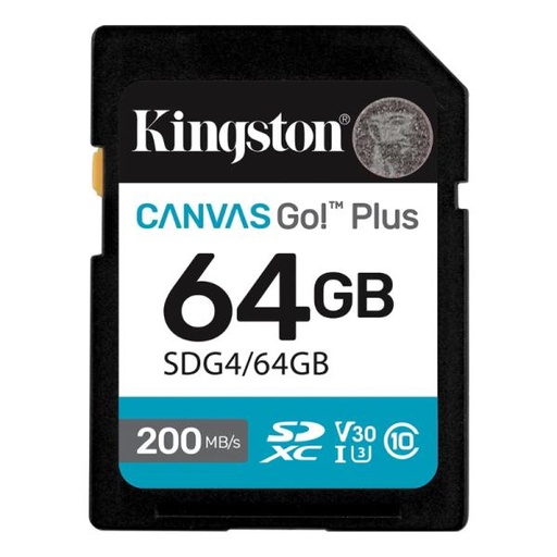 [AM6030] MEMORIA SD 64GB KINGSTON CLASE 10 UHS-I V30 200MB/S / 100MB/S PARA CÁMARAS Y VIDEO 4K SDG4/64GB