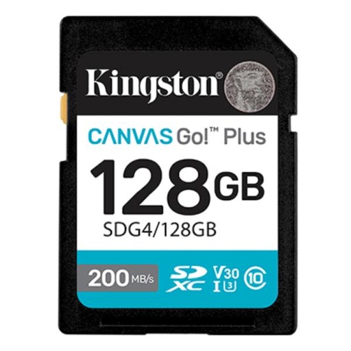 [AM6039] MEMORIA SDXC 128GB KINGSTON CANVAS GO PLUS GEN 4 200 MB/S PARA CÁMARAS Y VIDEOS 4K SDG4/128GB