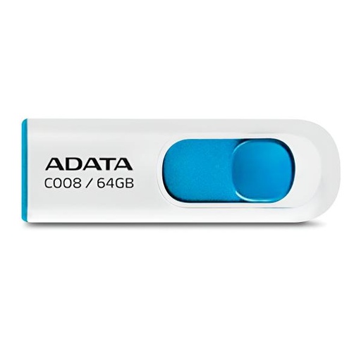 [17074] MEMORIA USB 64GB ADATA AC008 USB-A 2.0 AC008-64G-RWE BLANCO / AZUL