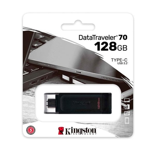 [3603048] MEMORIA USB 128GB KINGSTON DATA TRAVELER 70 USB-C 3.2 GEN 1 DT70/128GB NEGRO