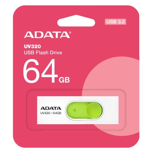 [AM9030] MEMORIA USB 64GB ADATA UV320 USB 3.1 100 MB/S AUV320-64G-RWHGN BLANCO / VERDE