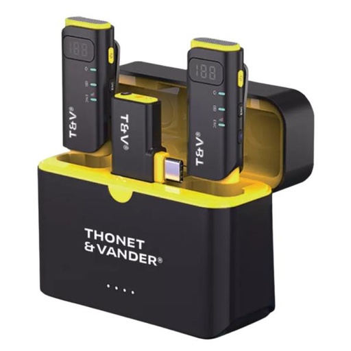 [AS3023] MICRÓFONO THONET & VANDER VX390 INALÁMBRICO USB-C LAVALIER CON CUNA DE CARGA DOBLE HK096-03683 NEGRO