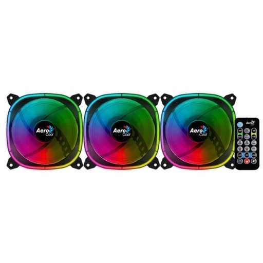 [1212208] ABANICO RGB AEROCOOL ASTRO 12 PRO 3X12CM CON CONCENTRADOR DE CONTROL H66F CONTROL REMOTO ACF3-AT10217.02 NEGRO