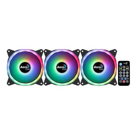 [1212234] ABANICO RGB AEROCOOL DUO 12 PRO 3X12CM CON CONCENTRADOR DE CONTROL H66F CONTROL REMOTO ACF3-DU10227.11 NEGRO