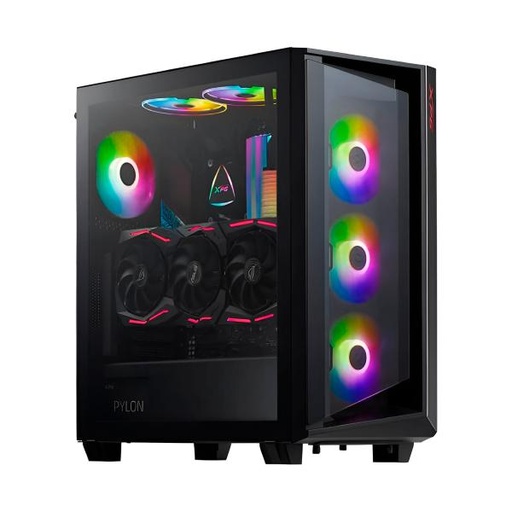 [1501336] CASE GAMING RGB XPG BATTLECRUISER MID TOWER VENTILADORES 4 DE 120MM CON VIDRIO LATERAL Y MALLA FRONTAL CRUISERST-BKCWW NEGRO