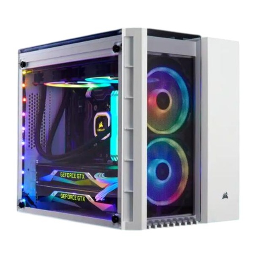 [23030] CASE GAMING RGB CORSAIR CRYSTAL SERIES 280X MINI TOWER VENTILADORES 2 DE 120MM CON VIDRIO LATERAL Y MALLA FRONTAL CC-9011137-WW BLANCO