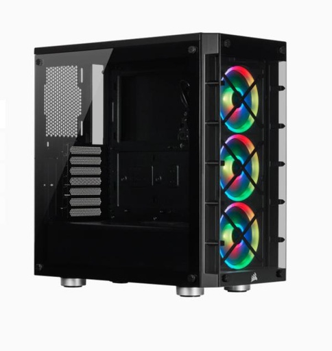 [23068] CASE GAMING RGB CORSAIR ICUE 465X MID TOWER VENTILADORES 3 DE 120MM CON VIDRIO LATERAL Y MALLA FRONTAL CC-9011188-WW NEGRO