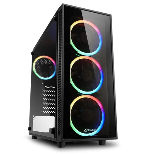 [23151] CASE GAMING RGB SHARKOON TG4 MID TOWER VENTILADORES 4 DE 120MM CON VIDRIO LATERAL Y FRONTAL 4044951026685 NEGRO