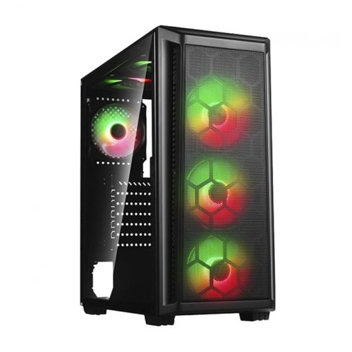 [23175] CASE GAMING  T01 USB & AUDIO USB 3.0+USB 1.0+HD AUDIO + SIDE TEMEPERED  GLASS + 3PCS RGB FAN (FRONT+HUB+ REMOTE CONTROL