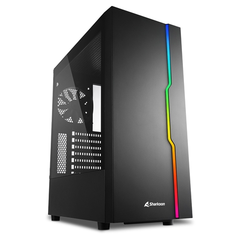 [23181] CASE GAMING RGB SHARKOON SLIDER MID TOWER VENTILADOR 1 DE 120MM CON VIDRIO LATERAL Y MALLA BK4044951029846 NEGRO
