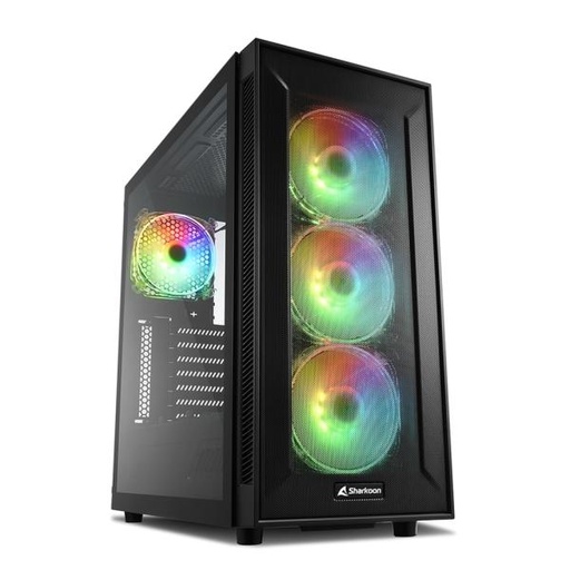 [23293] CASE GAMING RGB SHARKOON TG6M MID TOWER VENTILADORES 4 DE 120MM CON VIDRIO LATERAL Y MALLA FRONTAL 4044951032136 NEGRO