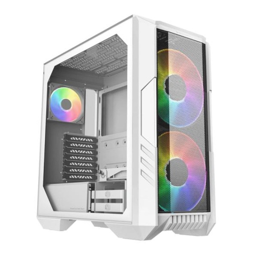 [23419] CASE GAMING RGB COOLER MASTER HAF 500 MID TOWER 2 VENTILADORES DE 200MM Y 2 DE 120MM CON VIDRIO LATERAL Y MALLA FRONTAL H500-WGNN-S00 BLANCO