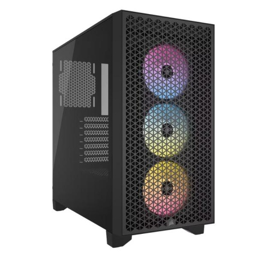 [23450] CASE GAMING RGB CORSAIR 3000D AIRFLOW MID TOWER VENTILADORES 3 DE 120MM CON VIDRIO LATERAL Y MALLA FRONTAL CC-9011255-WW NEGRO