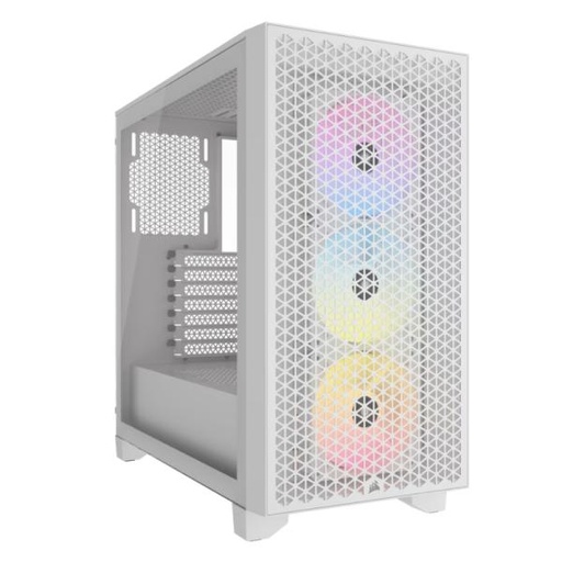 [23455] CASE GAMING RGB CORSAIR 3000D AIRFLOW MID TOWER VENTILADORES 3 DE 120MM CON VIDRIO LATERAL Y MALLA FRONTAL CC-9011256-WW BLANCO