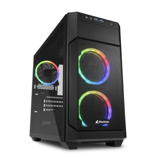[23462] CASE GAMING RGB SHARKOON V1000 MINI TOWER VENTILADORES 4 DE 120MM CON VIDRIO LATERAL Y MALLA FRONTAL 4044951035052 NEGRO