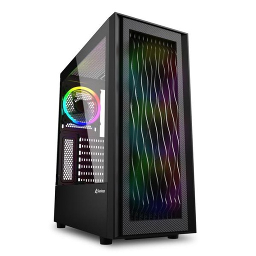 [23464] CASE GAMING RGB SHARKOON WAVE MID TOWER VENTILADORES 4 DE 120MM CON VIDRIO LATERAL Y MALLA FRONTAL 4044951037544 NEGRO