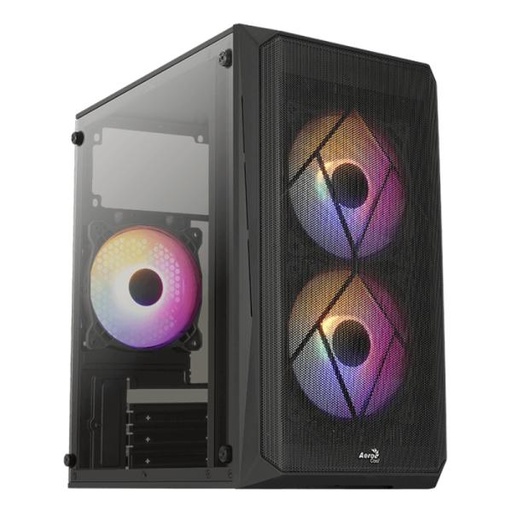 [23487] CASE GAMING RGB AEROCOOL CS-107-A-BK-V2 MINI TOWER VENTILADORES 3 DE 120MM CON VIDRIO LATERAL Y MALLA FRONTAL CS-107-A-BK-V2 NEGRO