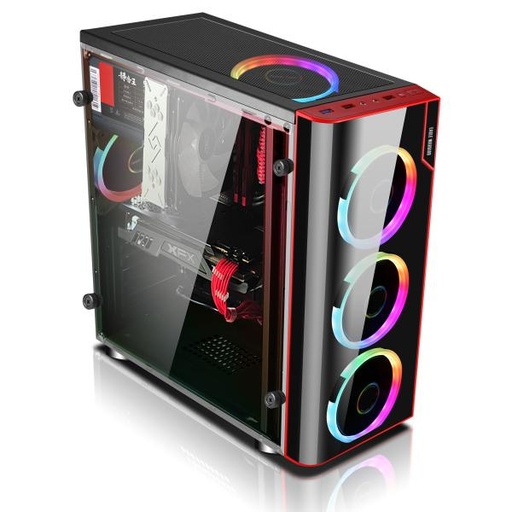 [23497] CASE GAMING RGB  EAGLE WARRIOR CG06Z3RA001C MID TOWER VENTILADORES 3 DE 120MM CON VIDRIO LATERAL Y PANEL ACRÍLICO FRONTAL NEGRO