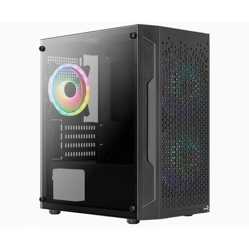 [23508] CASE GAMING RGB AEROCOOL TRINITY MINI G-BK-V3 MINI TOWER 1 VENTILADOR DE 120MM Y 2 DE 140MM CON VIDRIO LATERAL Y MALLA FRONTAL ACCS-PV32133.11 NEGRO