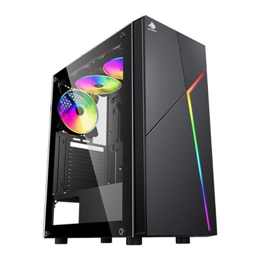[23516] CASE GAMING RGB EAGLE WARRIOR CG15AARA001C MID TOWER SIN VENTILACIÓN INCLUIDA CON VIDRIO LATERAL NEGRO