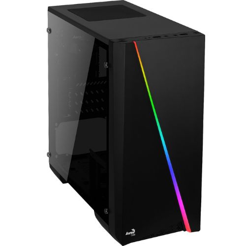 [23535] CASE GAMING RGB AEROCOOL CYLON MINI MINI TOWER VENTILADOR 1 DE 80MM CON VIDRIO LATERAL ACCM-PV12013.11 NEGRO