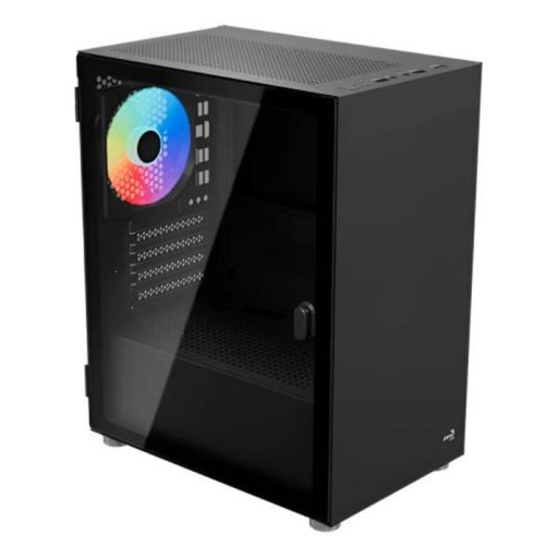 [23587] CASE GAMING RGB AEROCOOL CS-111-G-BK-V2 MINI TOWER VENTILADORES 3 DE 120MM CON VIDRIO LATERAL ACCM-PC19033.11 NEGRO