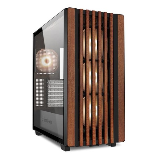 [23608] CASE GAMING RGB SHARKOON REBEL C70G MID TOWER VENTILADORES 4 DE 120MM CON VIDRIO FRONTAL Y LATERAL Y MALLA CON ACABADO EN MADERA 4044951040193 NEGRO