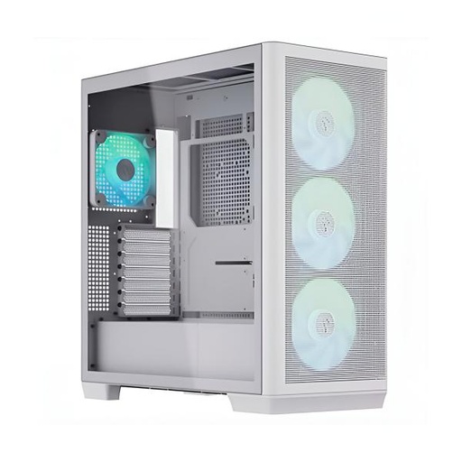 [286] CASE GAMING RGB APNX  C1-WT-v1 MID TOWER VENTILADORES 4 DE CON MALLA FRONTAL Y LATERAL APCM-CR01043.21 BLANCO