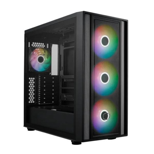 [CP3038] CASE GAMING RGB COOLER MASTER MASTERBOX 600 MID TOWER 3 VENTILADORES DE 140MM Y 1 DE 120MM CON VIDRIO LATERAL Y MALLA FRONTAL  MB600-KGNN-S00 NEGRO