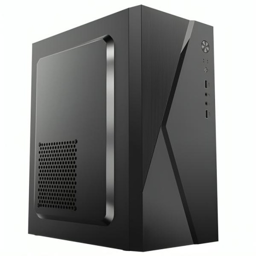 [CP3086] CASE CM04Q1RA001C MINI TOWER SIN VENTILACIÓN INCLUIDA CON PANEL LATERAL Y CON FUENTE DE PODER 600W NEGRO