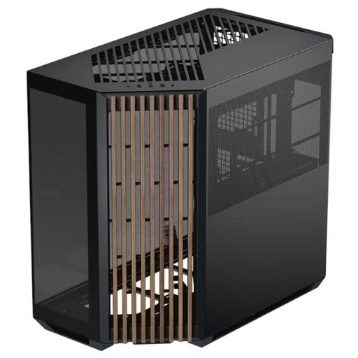 [CP3110] CASE APNX V1-W-BK-V1 MID TOWER SIN VENTILACIÓN INCLUIDA CON VIDRIO LATERAL Y MALLA FRONTAL ANGULADA APCM-VI01103.11 NEGRO / MADERA