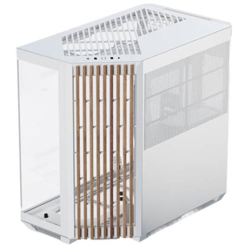 [CP3112] CASE APNX V1-W-WT-V1 MID TOWER SIN VENTILACIÓN INCLUIDA CON VIDRIO LATERAL Y MALLA FRONTAL ANGULADA APCM-VI01103.21 BLANCO / MADERA