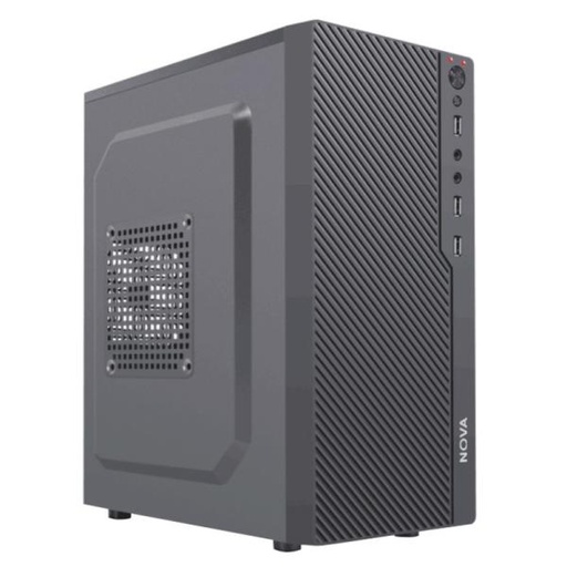 [CP3121] CASE NOVA CM04KTRA002C MINI TOWER SIN VENTILACIÓN INCLUIDA  CON PANEL LATERAL Y CON FUENTE DE PODER PE600RNF013C NEGRO