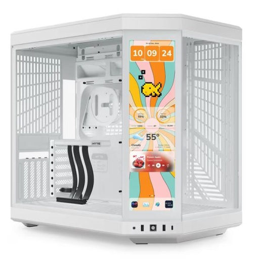 [CP3132] CASE HYTE Y70 TOUCH INFINITE TORRE MEDIA VIDRIO TEMPLADO CON PANTALLA TÁCTIL 14.9 PULG GEN 3 CS-HYTE-Y70TTI-WW BLANCO