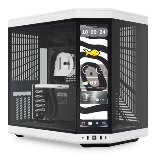 [CP3133] CASE HYTE Y70 TOUCH INFINITE TORRE MEDIA VIDRIO TEMPLADO CON PANTALLA TÁCTIL 14.9 PULG GEN 3 CS-HYTE-Y70TTI-WB BLANCO/NEGRO