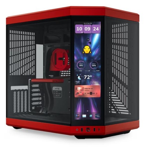 [CP3134] CASE HYTE Y70 TOUCH INFINITE TORRE MEDIA VIDRIO TEMPLADO CON PANTALLA TÁCTIL 14.9 PULG GEN 3 CS-HYTE-Y70TTI-RB ROJO/NEGRO