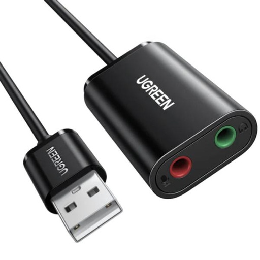 [AC1057] ADAPTADOR  DE AUDIO UGREEN US205 USB-A A 3.5MM 48KHZ 30724 NEGRO