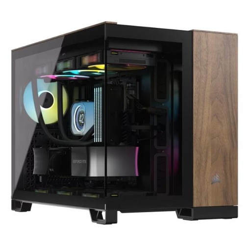 [CP3153] CASE CORSAIR 2500X MID TOWER SIN VENTILACIÓN INCLUIDA CON VIDRIO LATERAL Y MALLA FRONTAL CC-9011286-WW NEGRO / NOGAL