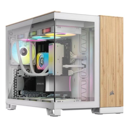 [CP3155] CASE CORSAIR 2500X MID TOWER SIN VENTILACIÓN INCLUIDA CON VIDRIO LATERAL Y MALLA FRONTAL CC-9011288-WW BLANCO/MADERA