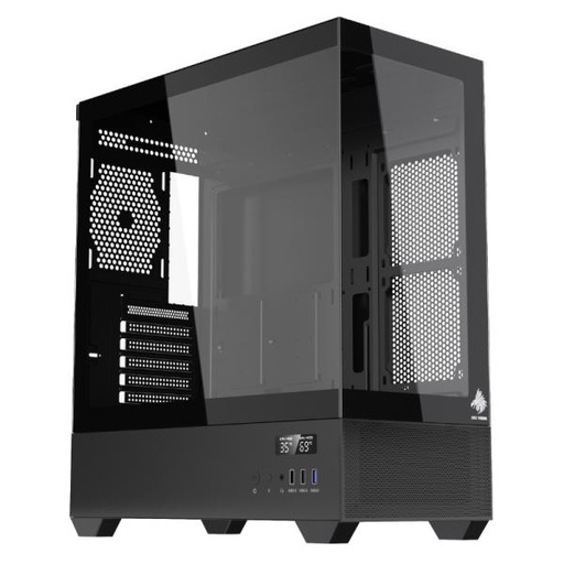 [CP3205] CASE EAGLE WARRIOR CG01TZRA001C MID TOWER SIN VENTILACION INCLUIDA CON VIDRIO TEMPLADO FRONTAL Y LATERAL SIN FUENTE CON PANTALLA DIGITAL NEGRO