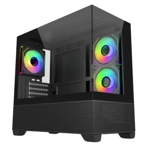 [CP3213] CASE RGB COOLER MASTER ELITE 490 MINI TOWER VENTILADORES 3 DE 120MM CON VIDRIO FRONTAL Y LATERAL E490-KHNN-S00 NEGRO