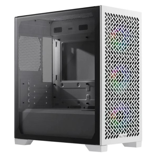[CP3223] CASE RGB COOLER MASTER ELITE 302 WHITE MINI TOWER VENTILADORES 3 DE 120MM CON VIDRIO TEMPLADO LATERAL E302-WGNN-S00 BLANCO