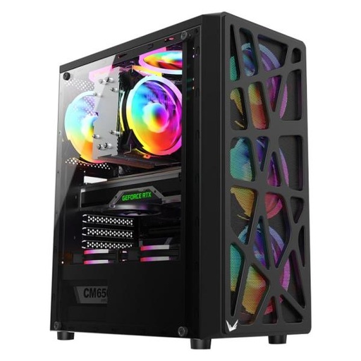 [CP3225] CASE RGB FORMULA V LINE MANA BLACK AR MID TOWER VENTILADORES 4 DE 120MM CON MALLA FONTAL Y PANEL LATERAL 4711401662815 NEGRO