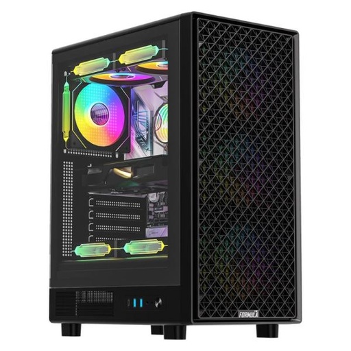 [CP3226] CASE RGB FORMULA V LINE MANA DYNAMIC BLACK AR MID TOWER VENTILADORES 4 DE 120MM CON MALLA FRONTAL Y VIDRIO LATERAL 4711401662839 NEGRO