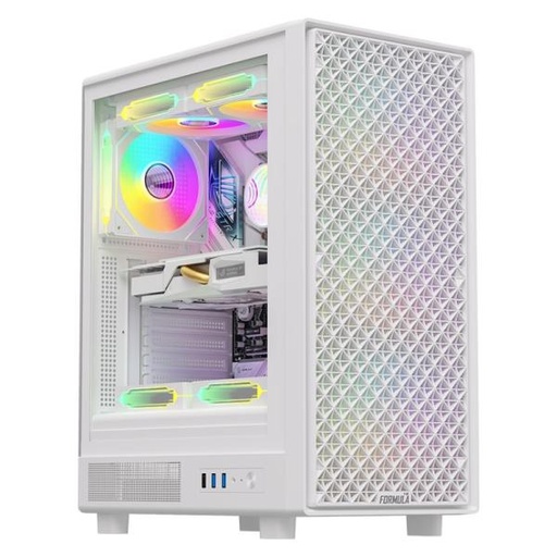 [CP3227] CASE RGB FORMULA V LINE MANA DYNAMIC WHITE AR MID TOWER VENTILADORES 4 DE 120MM CON MALLA FRONTAL Y VIDRIO LATERAL 4711401663515 BLANCO