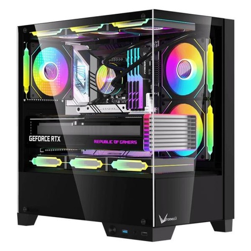 [CP3230] CASE ARGB FORMULA V LINE CRYSTAL Z1M PLUS BLACK AR MINI TOWER VENTILADORES 3 DE 120 MM CON VIDRIO LATERAL Y FRONTAL 4711401663263 NEGRO